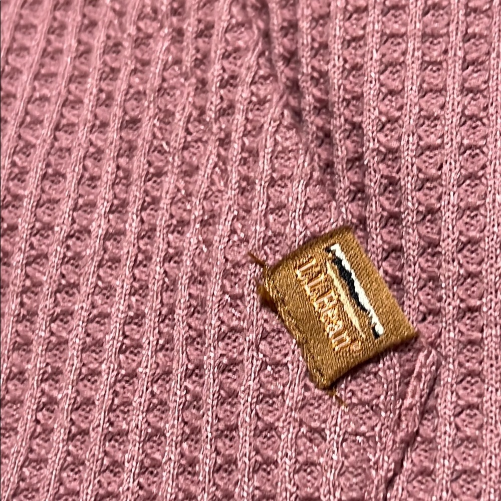 L.L. Bean Pink Waffle Print Textured Zip Hoodie.  Size Small - Picture 3 of 8